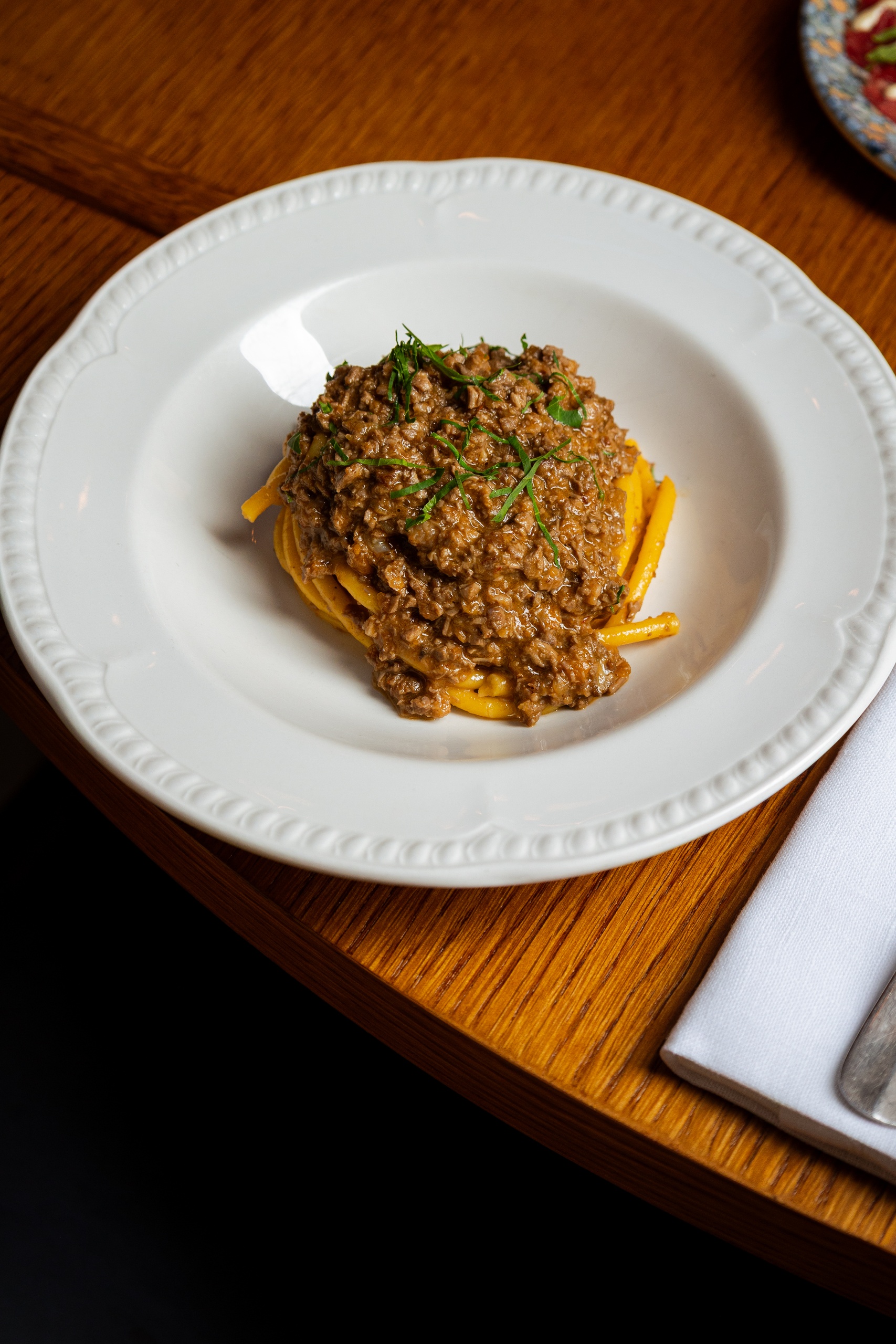 Handmade whole wheat pasta with slow-cooked duck ragu